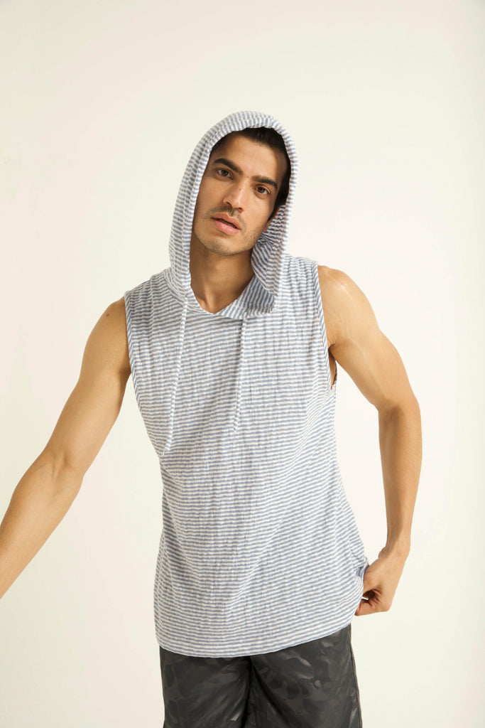BLUE STRIPE HOOD TANK - dash and dot dash and dot