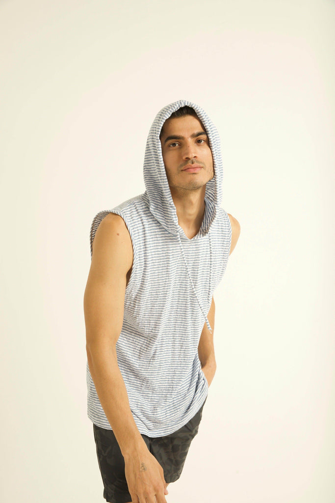 BLUE STRIPE HOOD TANK - dash and dot dash and dot