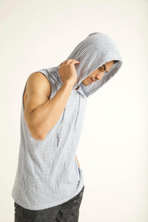 BLUE STRIPE HOOD TANK - dash and dot