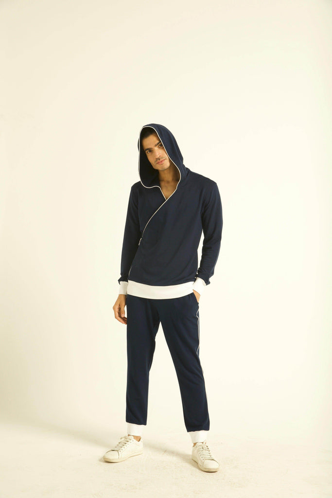 NAVY WRAP HOODIE - dash and dot dash and dot