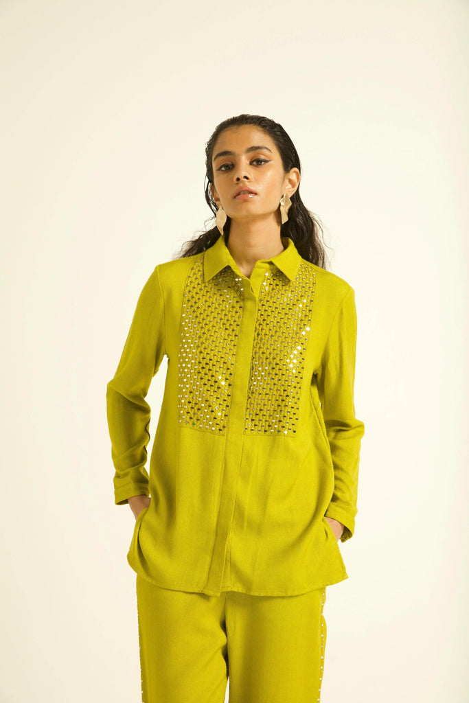 MIRROR EMBROIDERED BIB SHIRT - dash and dot dash and dot