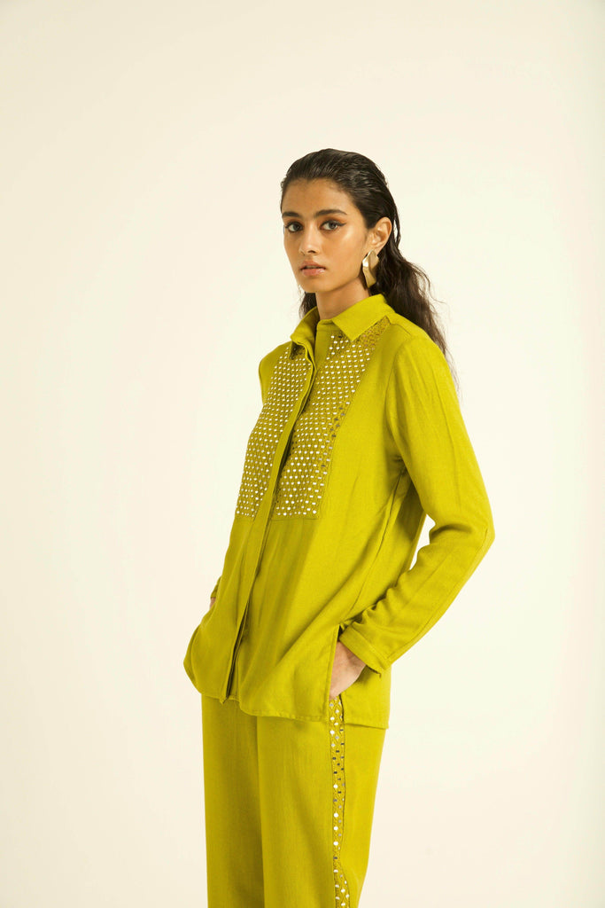 MIRROR EMBROIDERED BIB SHIRT - dash and dot dash and dot