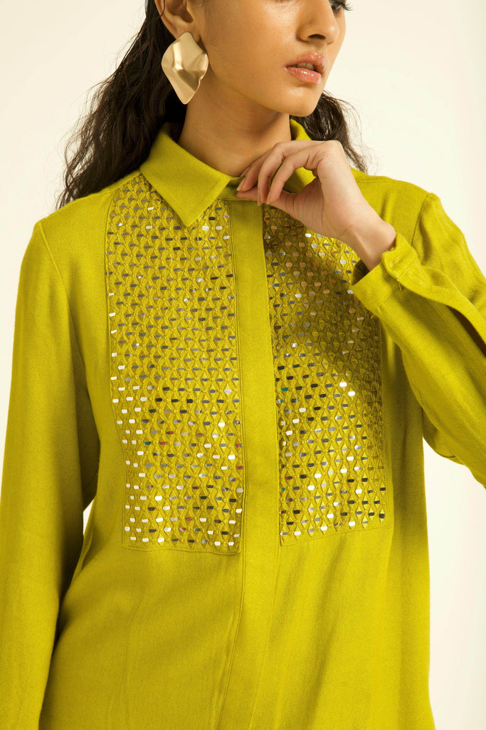 MIRROR EMBROIDERED BIB SHIRT - dash and dot dash and dot