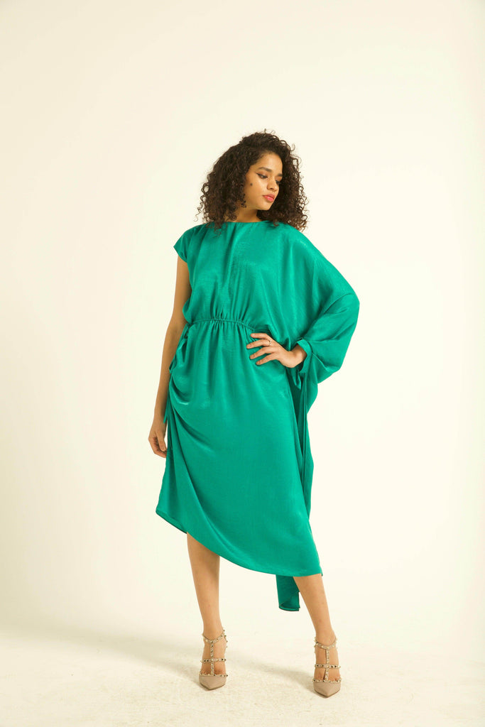 SINGLE SLEEVE DRAPED MIDI - dash and dot dash and dot