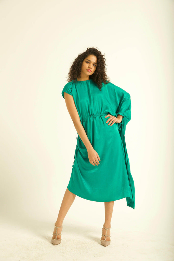 SINGLE SLEEVE DRAPED MIDI - dash and dot dash and dot