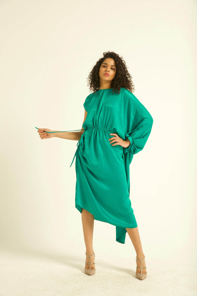 SINGLE SLEEVE DRAPED MIDI - dash and dot dash and dot