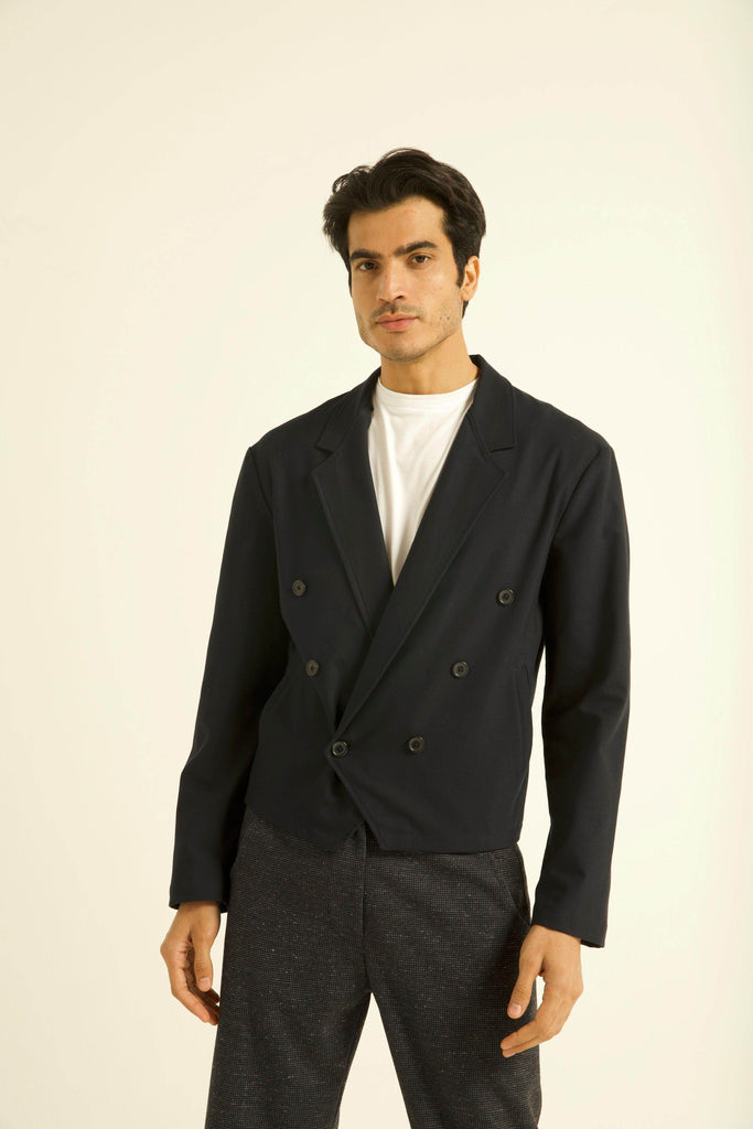 DOUBLE-BREASTED CROP BLAZER - dash and dot dash and dot