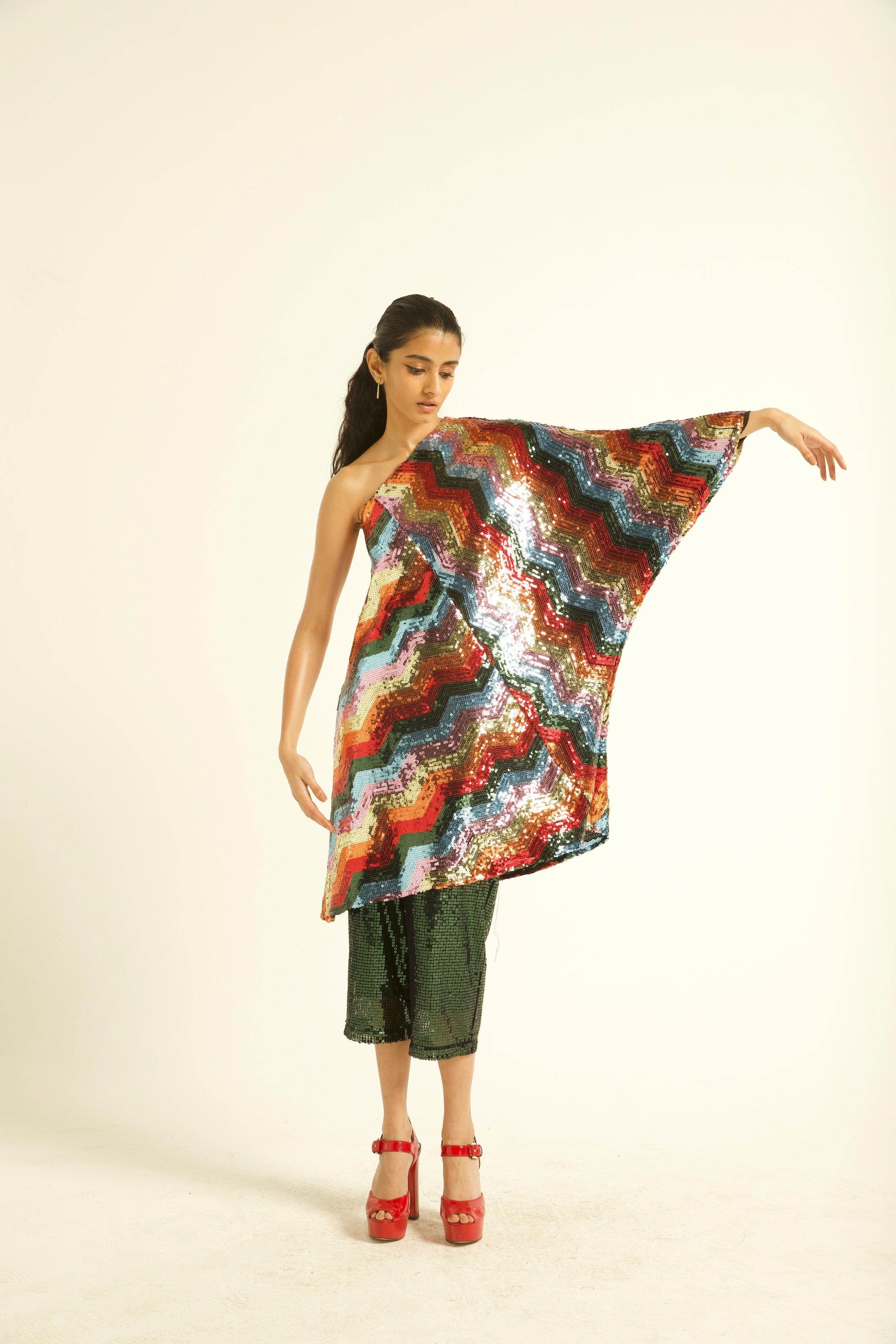 ONE SHOULDER SEQUIN DRESS - dash and dot