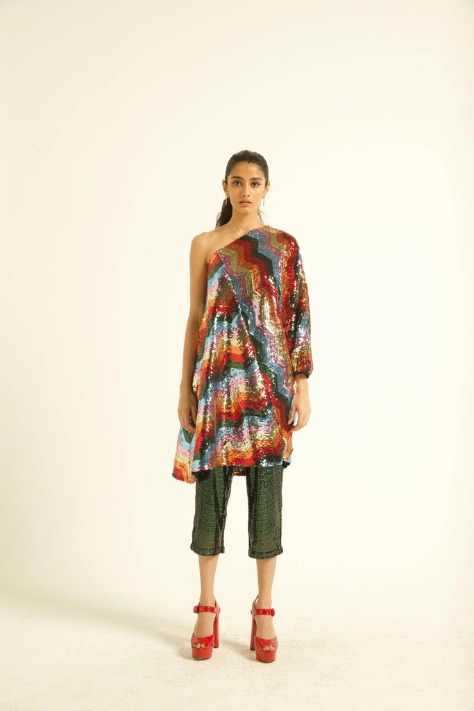 ONE SHOULDER SEQUIN DRESS - dash and dot dash and dot