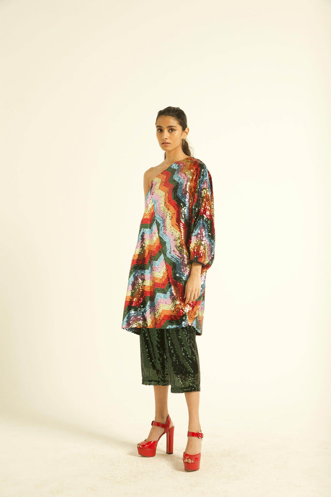 ONE SHOULDER SEQUIN DRESS - dash and dot dash and dot