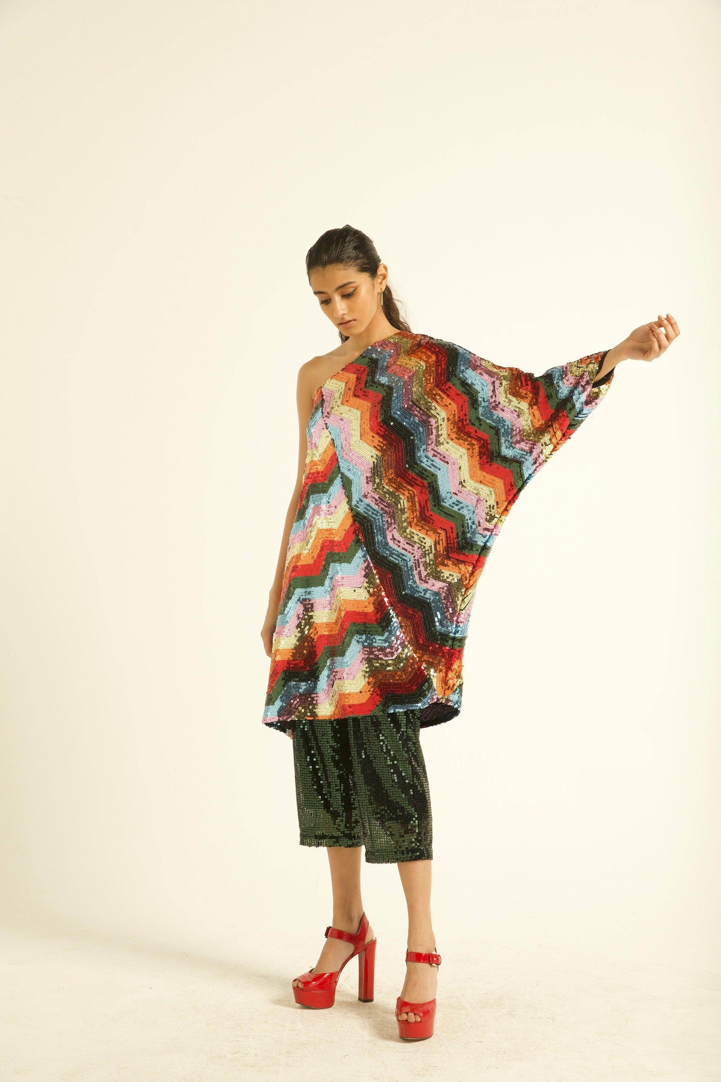 ONE SHOULDER SEQUIN DRESS - dash and dot