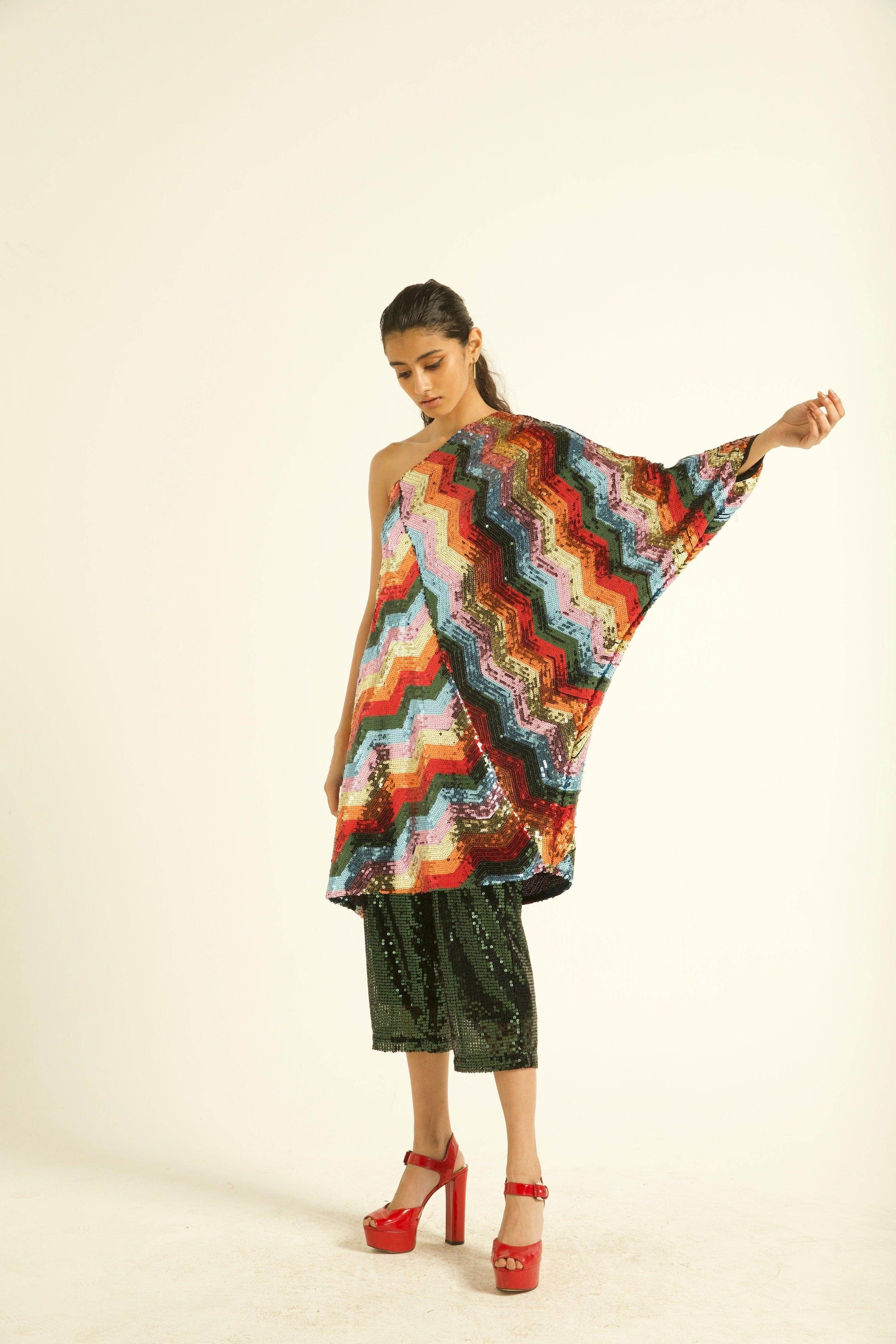 ONE SHOULDER SEQUIN DRESS - dash and dot