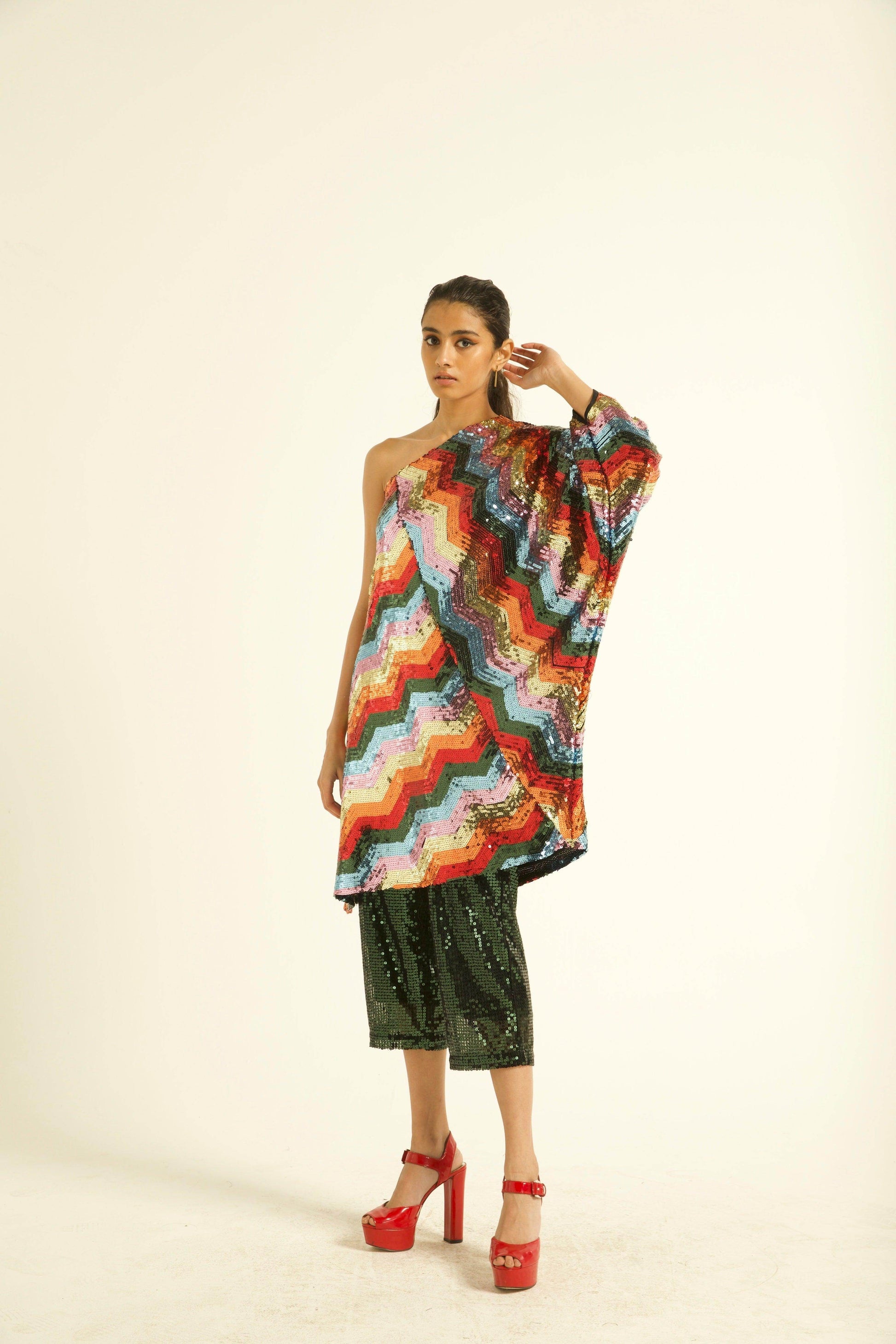 ONE SHOULDER SEQUIN DRESS - dash and dot