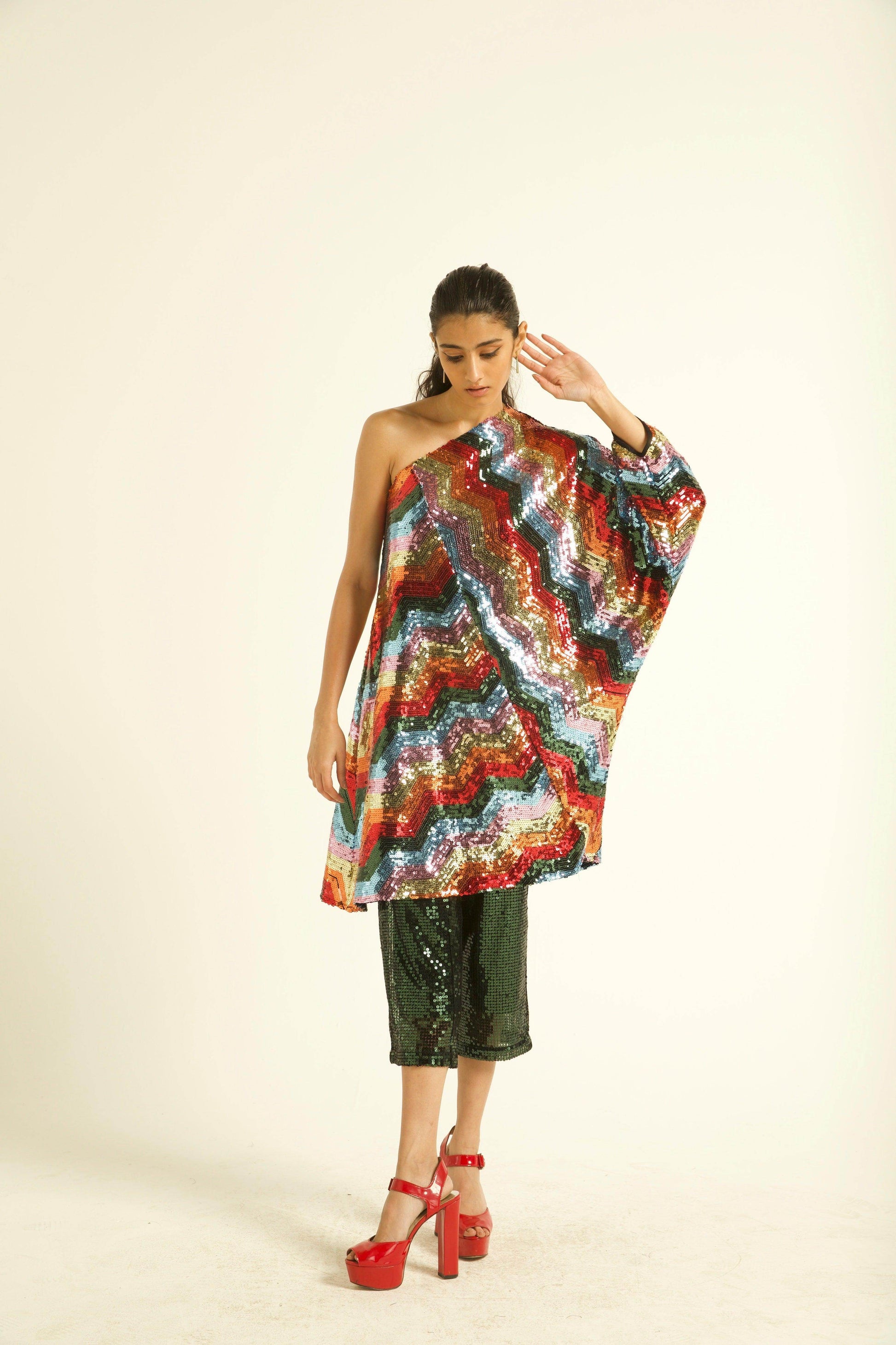 ONE SHOULDER SEQUIN DRESS - dash and dot