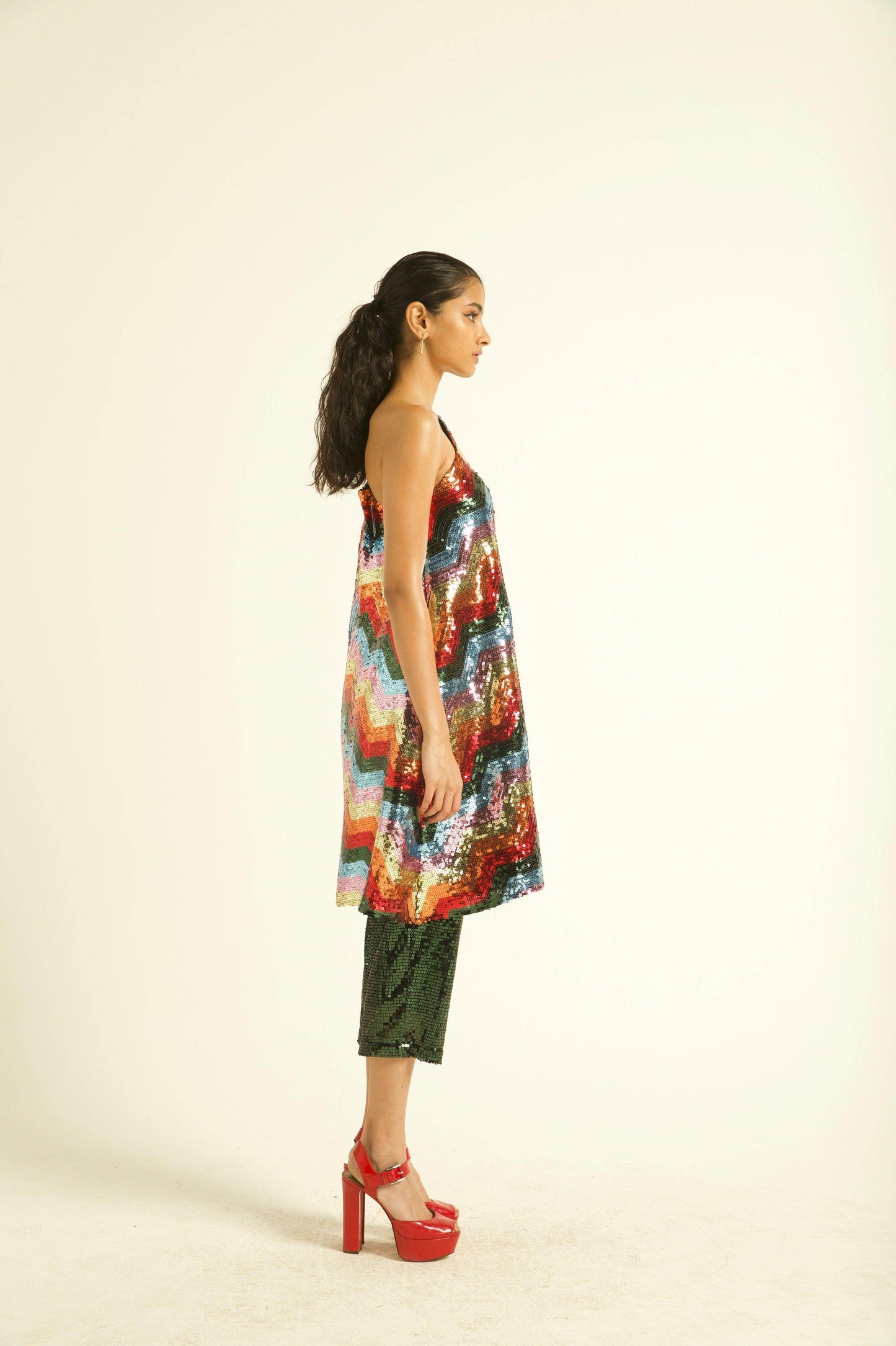 ONE SHOULDER SEQUIN DRESS - dash and dot
