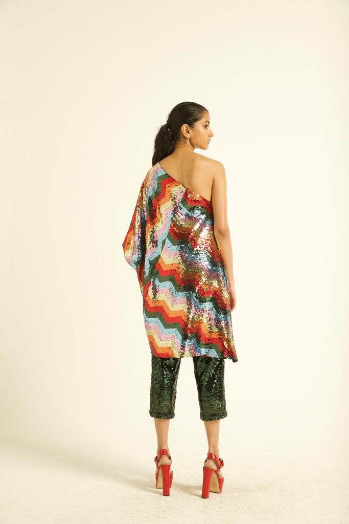 ONE SHOULDER SEQUIN DRESS - dash and dot dash and dot