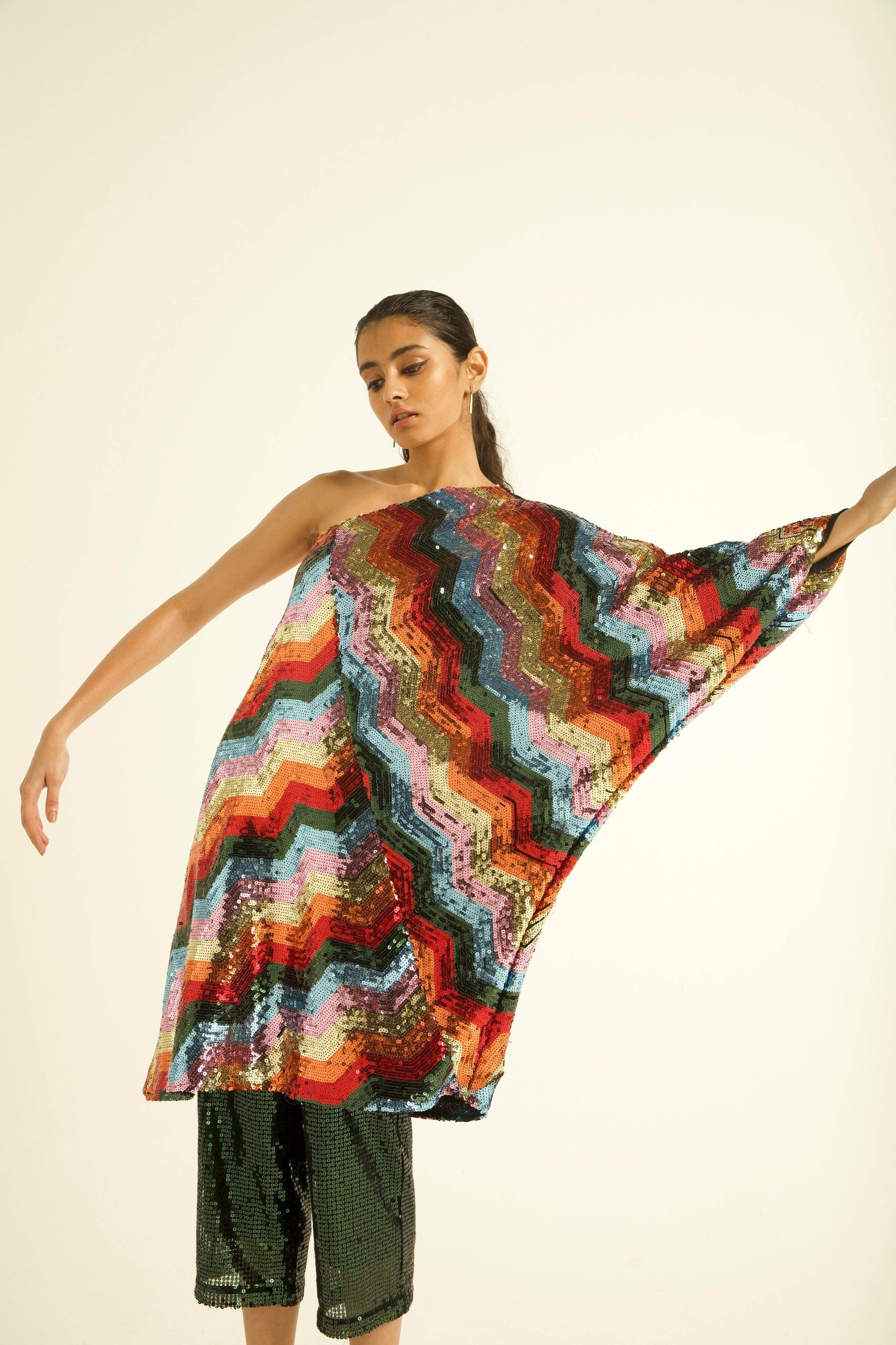ONE SHOULDER SEQUIN DRESS - dash and dot