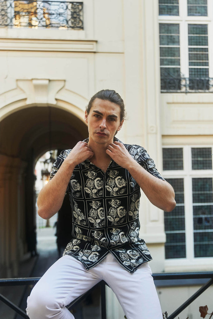 B/W ROSE SHIRT - dash and dot dash and dot