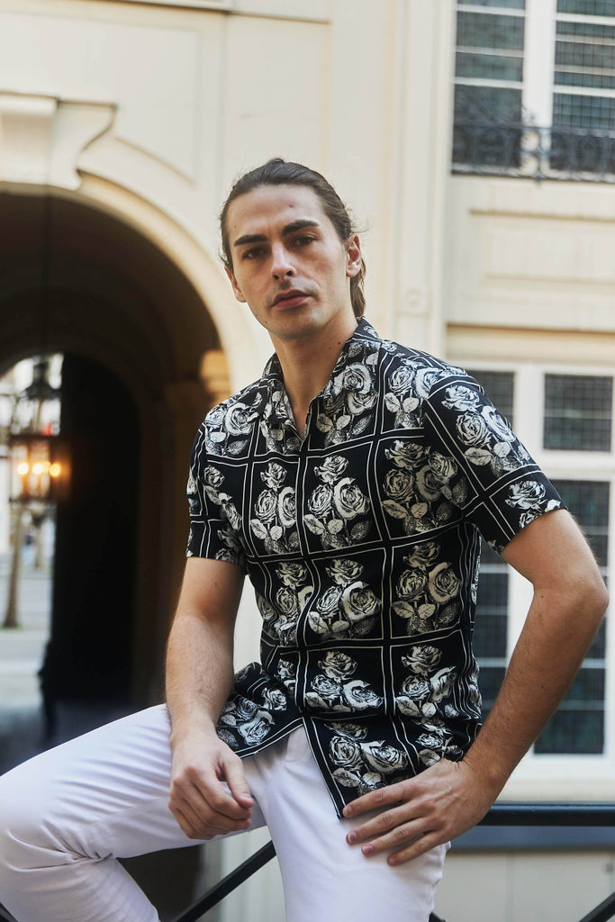 B/W ROSE SHIRT - dash and dot dash and dot