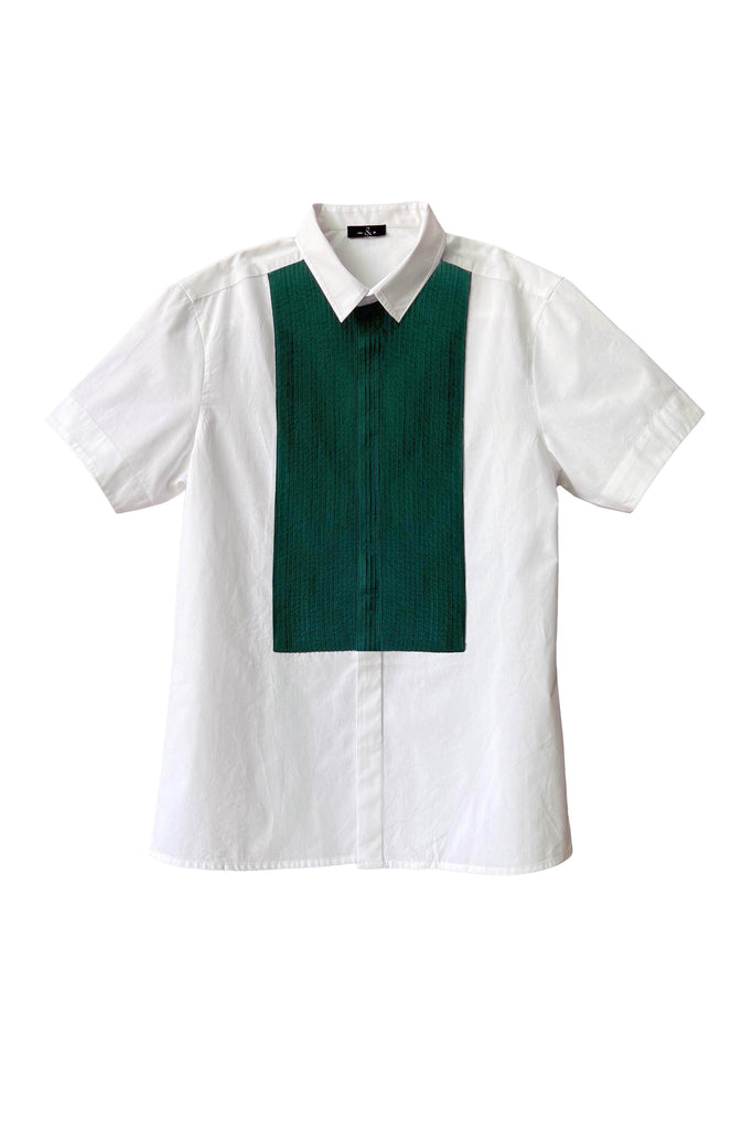 HALF SLEEVE PINTUCK BIB SHIRT - dash and dot dash and dot