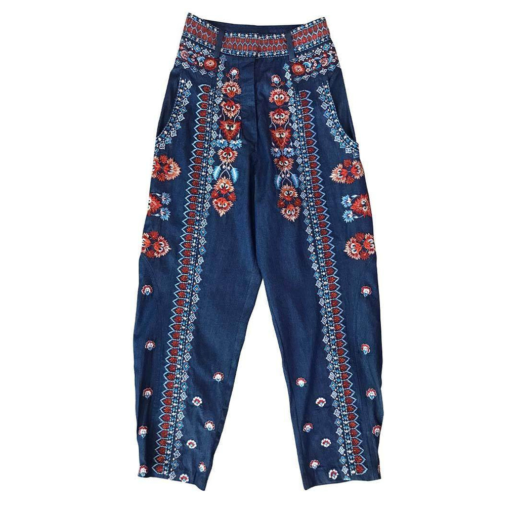 DENIM EMBROIDERED PANT - dash and dot dash and dot