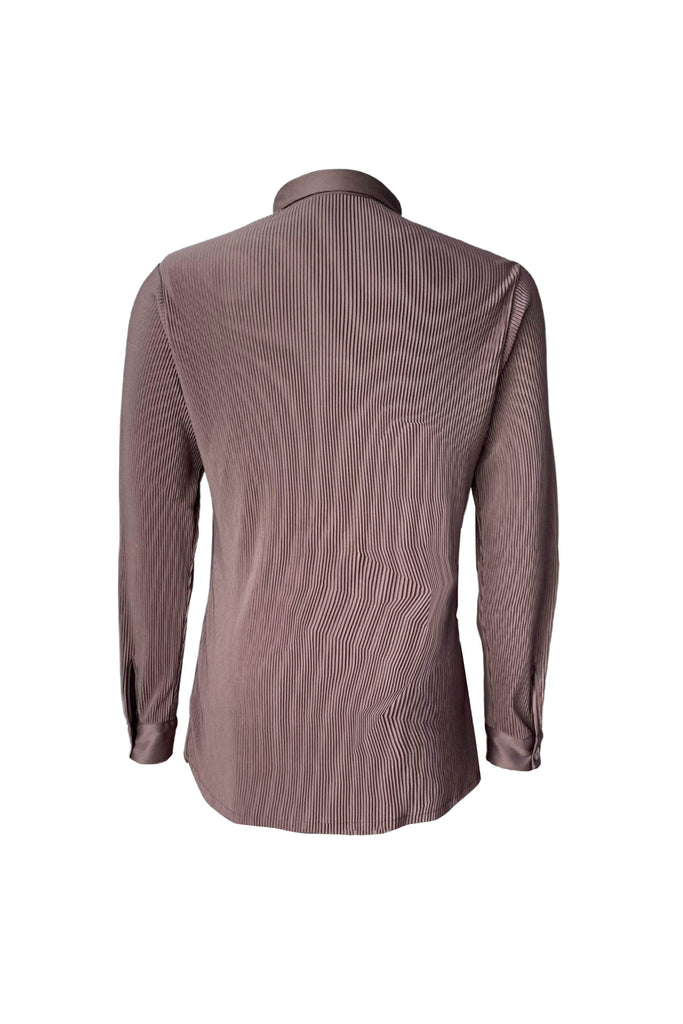 BROWN PLEATED SHIRT - dash and dot dash and dot