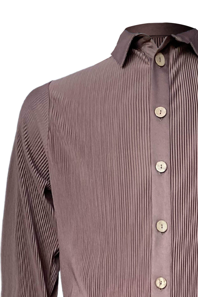 BROWN PLEATED SHIRT - dash and dot dash and dot