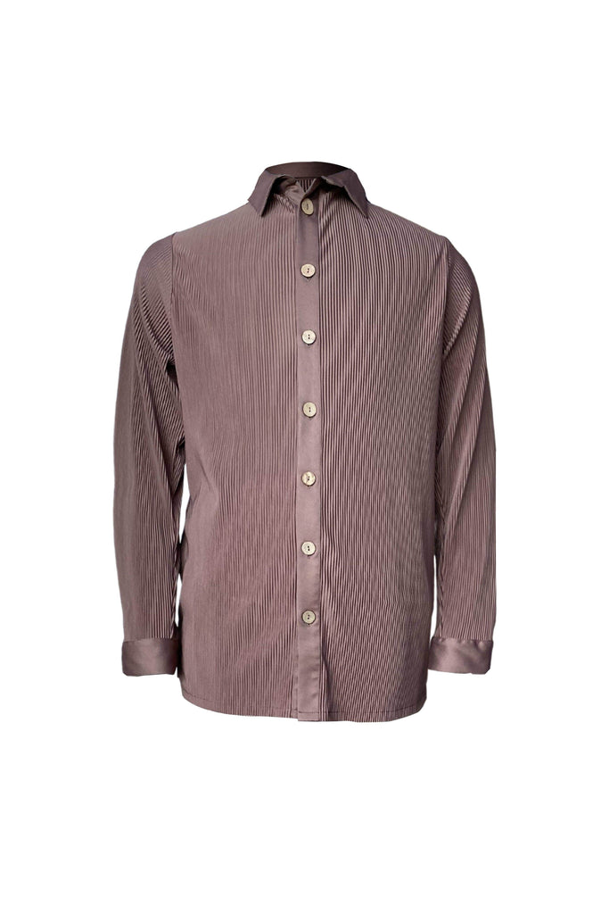 BROWN PLEATED SHIRT - dash and dot dash and dot