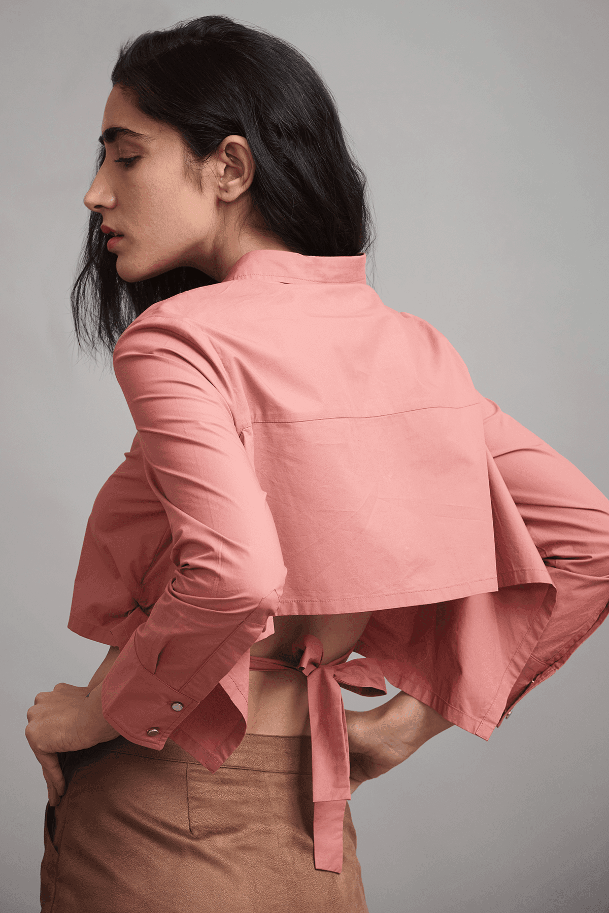 BACK TIE CROP SHIRT - dash and dot