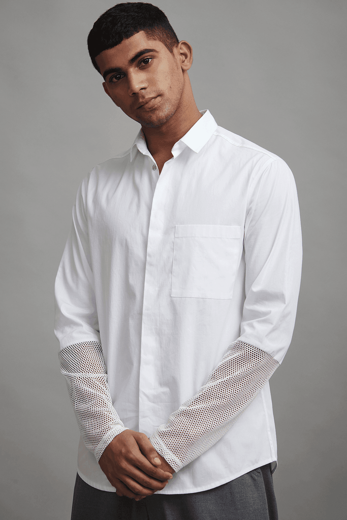 MESH CUFF SHIRT - dash and dot dash and dot