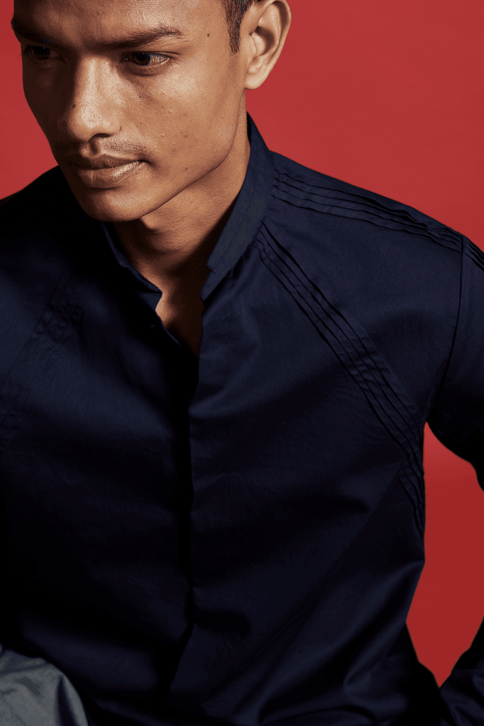 IRREGULAR PLEATED SHIRT - dash and dot dash and dot