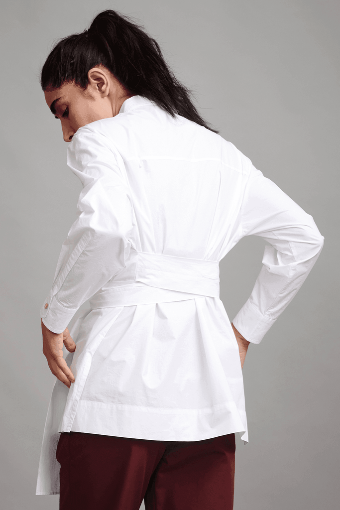 TIE UP POPLIN SHIRT - dash and dot dash and dot