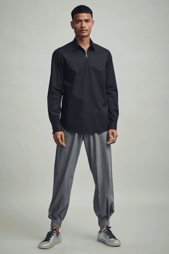 ZIP FRONT POPOVER - dash and dot dash and dot
