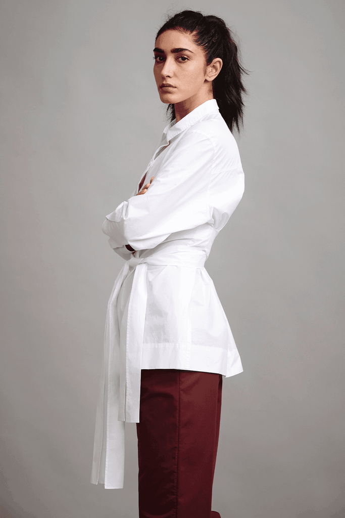 TIE UP POPLIN SHIRT - dash and dot dash and dot
