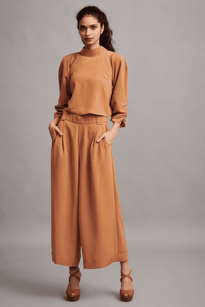 CARAMEL TIE TOP - dash and dot dash and dot