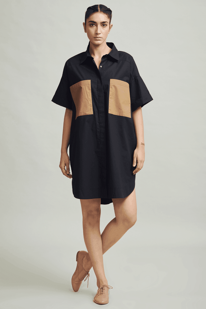 CONTRAST POCKET SHIRT DRESS - dash and dot dash and dot