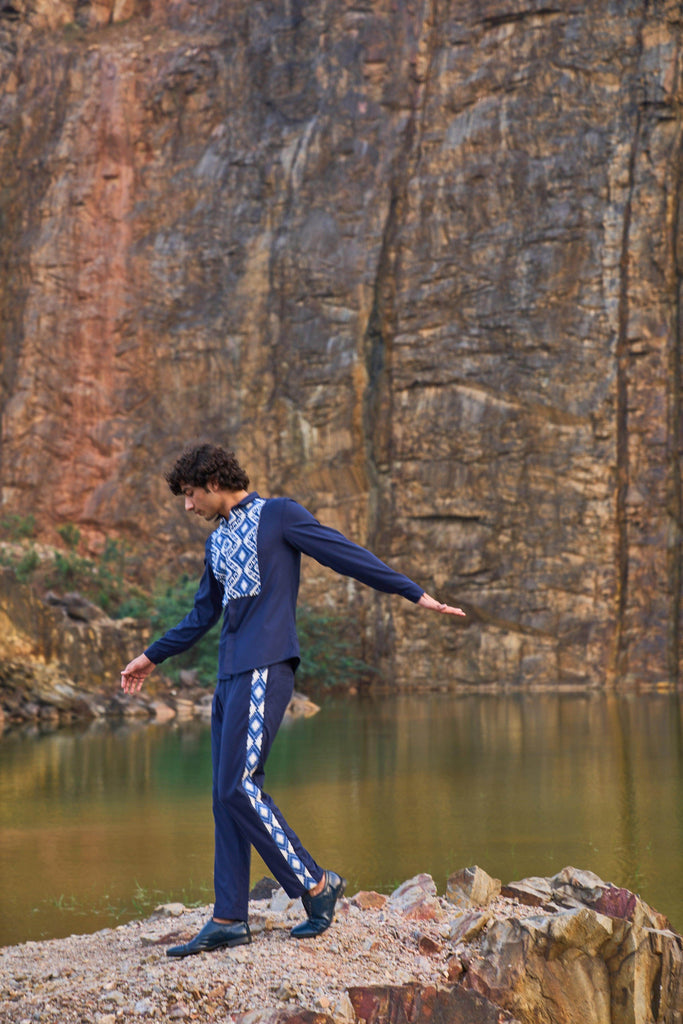 JACQUARD TUXEDO STRIPE PANT - dash and dot dash and dot