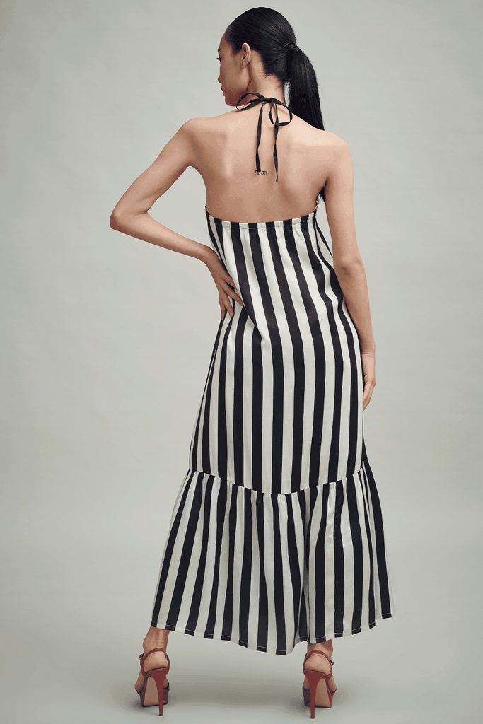 B&W STRIPE HALTER MAXI - dash and dot dash and dot