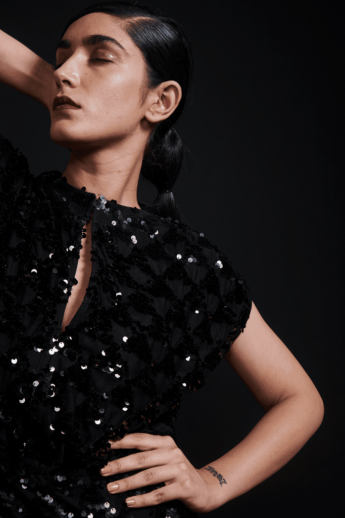 BLACK SEQUIN DRESS - dash and dot dash and dot