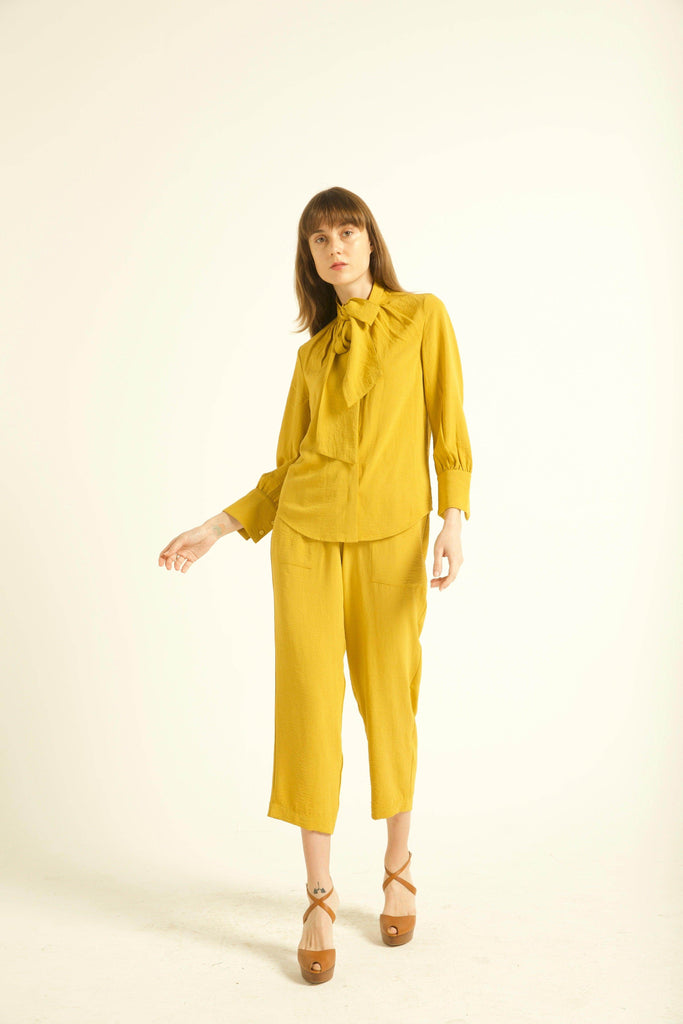 MUSTARD BOW TOP - dash and dot dash and dot