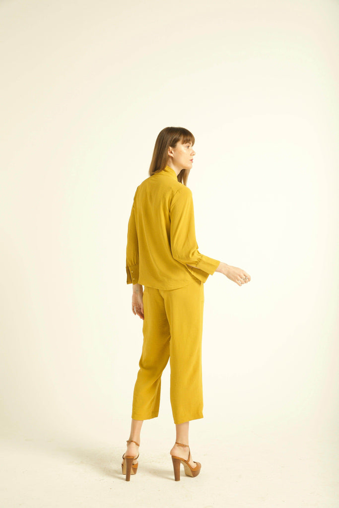 MUSTARD BOW TOP - dash and dot dash and dot