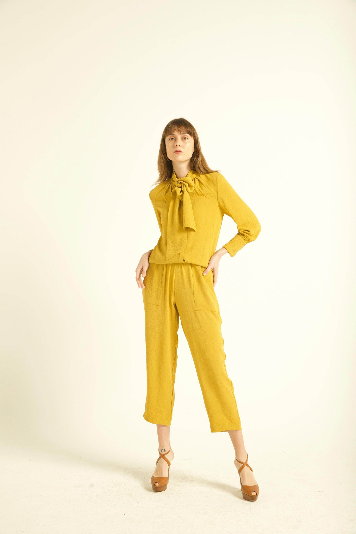 MUSTARD BOW TOP - dash and dot