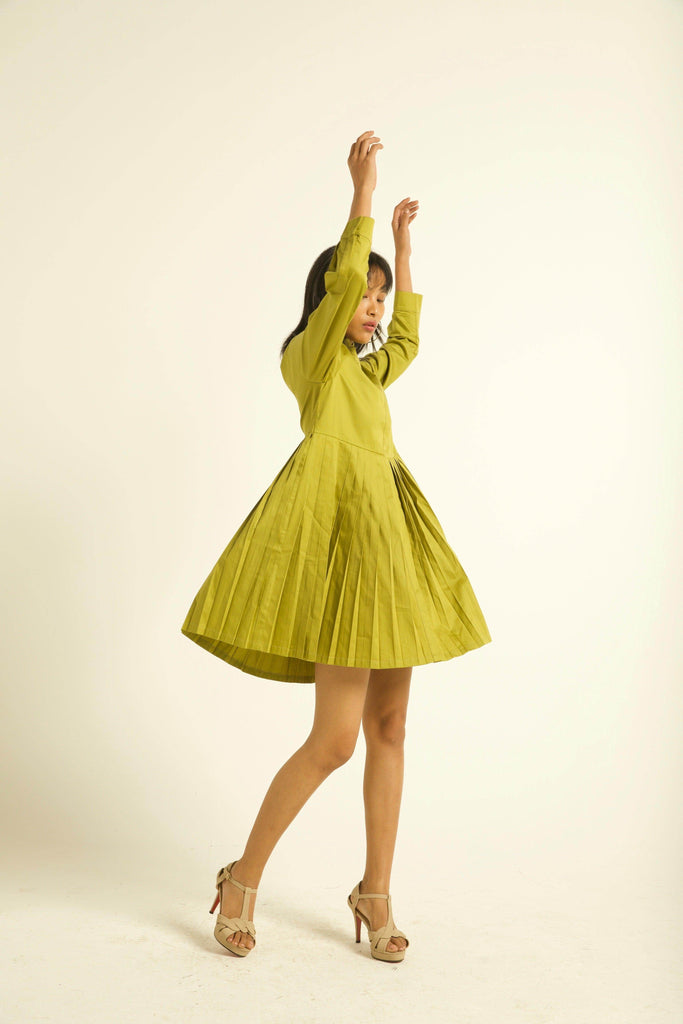 ACCORDION PLEAT SHIRT DRESS - dash and dot dash and dot