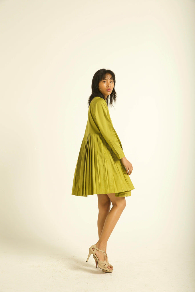 ACCORDION PLEAT SHIRT DRESS - dash and dot dash and dot