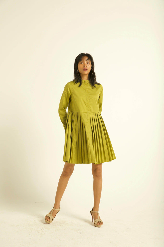 ACCORDION PLEAT SHIRT DRESS - dash and dot dash and dot