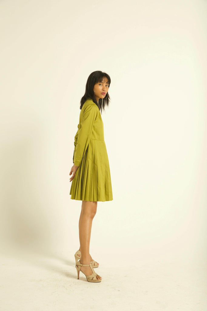 ACCORDION PLEAT SHIRT DRESS - dash and dot dash and dot