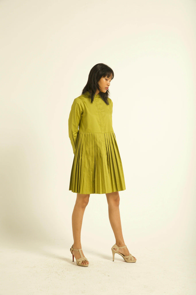 ACCORDION PLEAT SHIRT DRESS - dash and dot dash and dot