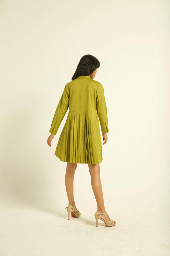 ACCORDION PLEAT SHIRT DRESS - dash and dot dash and dot