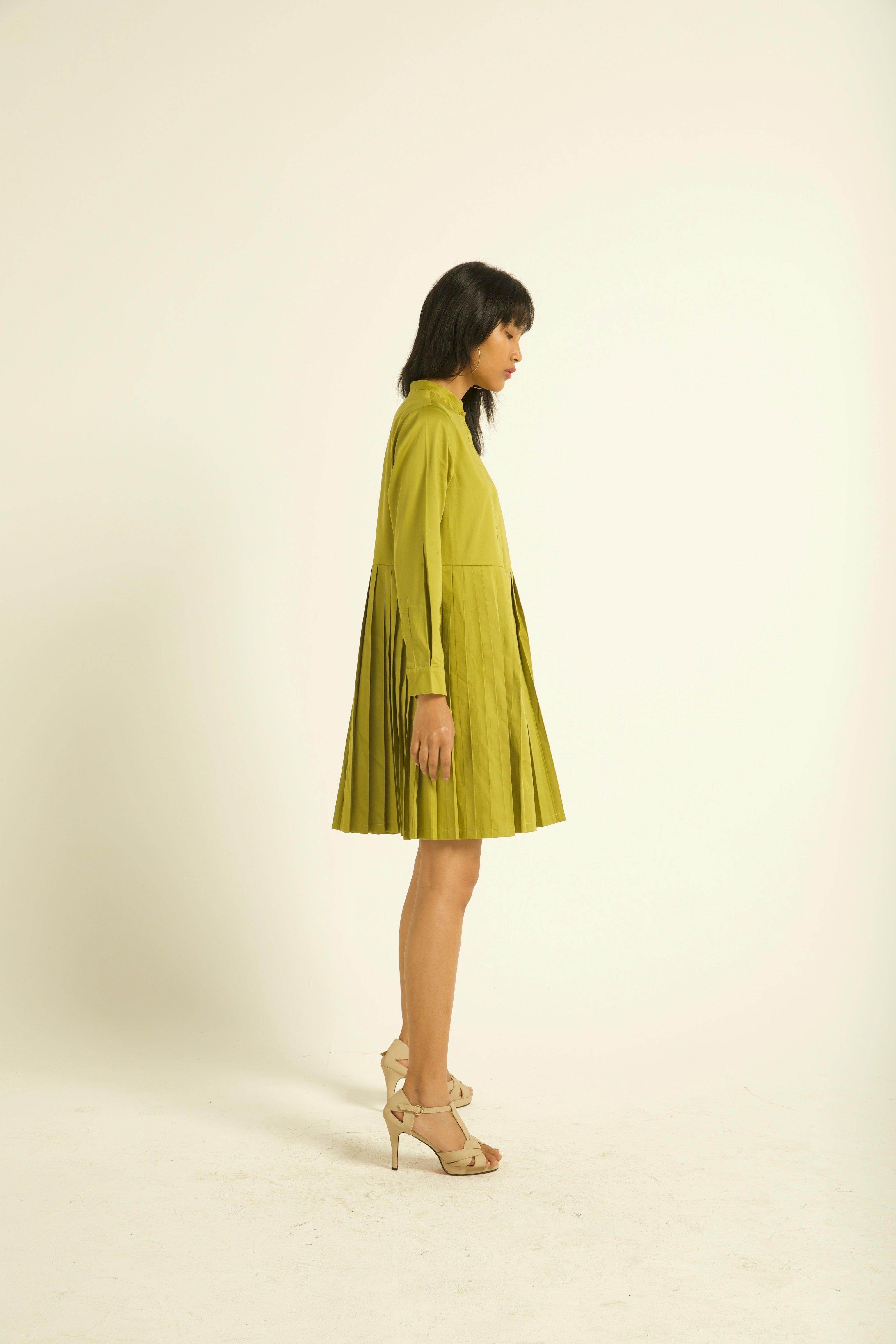ACCORDION PLEAT SHIRT DRESS ACCORDION PLEAT SHIRT DRESS