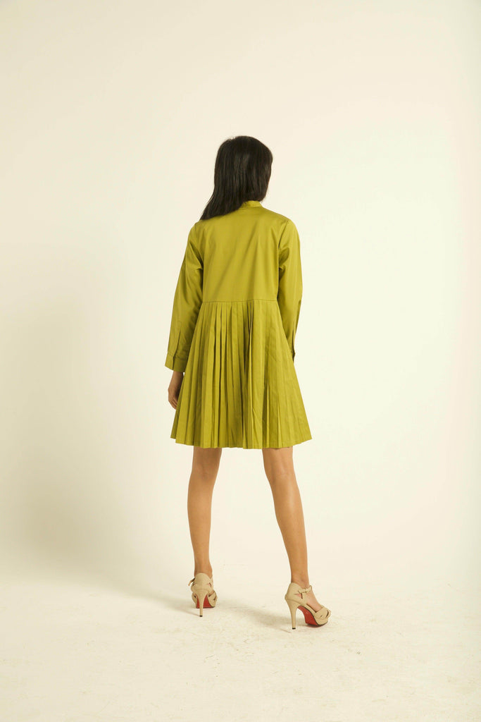 ACCORDION PLEAT SHIRT DRESS - dash and dot dash and dot